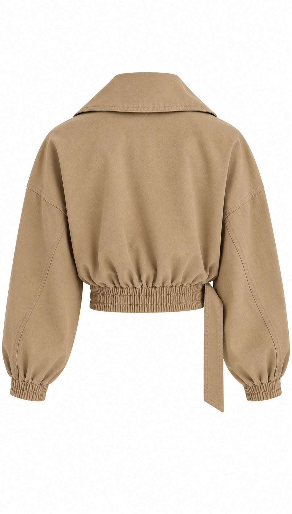 Bej Şal Yaka Kemerli Crop Ceket - 4177