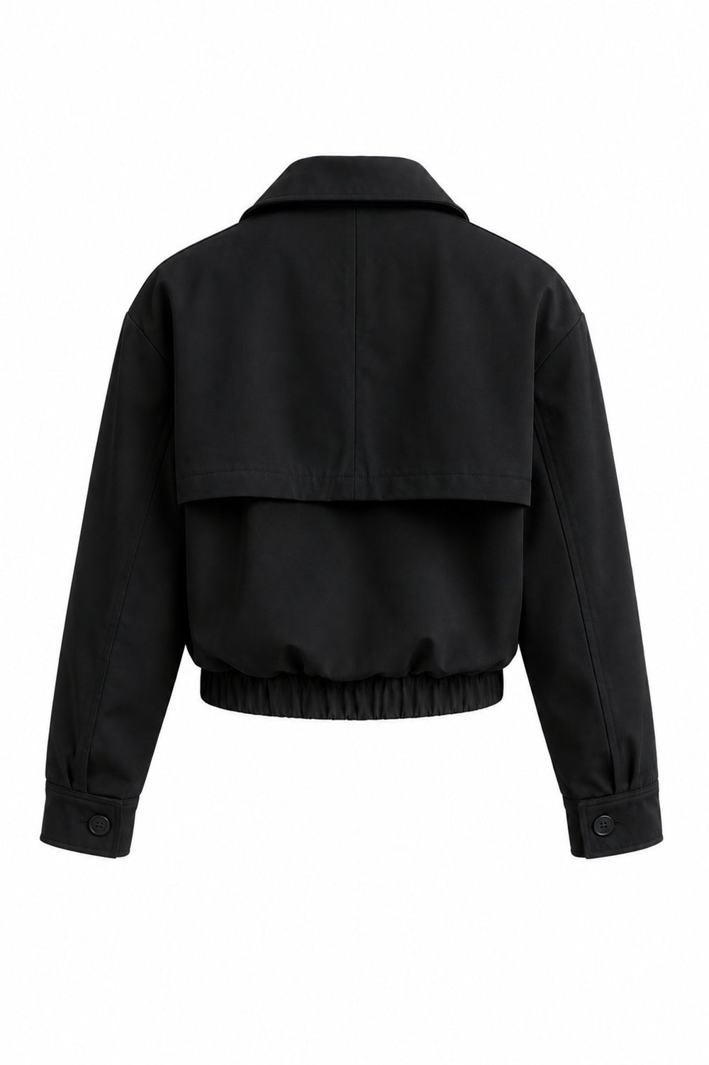 Siyah Beli Lastikli Crop Ceket - 4020