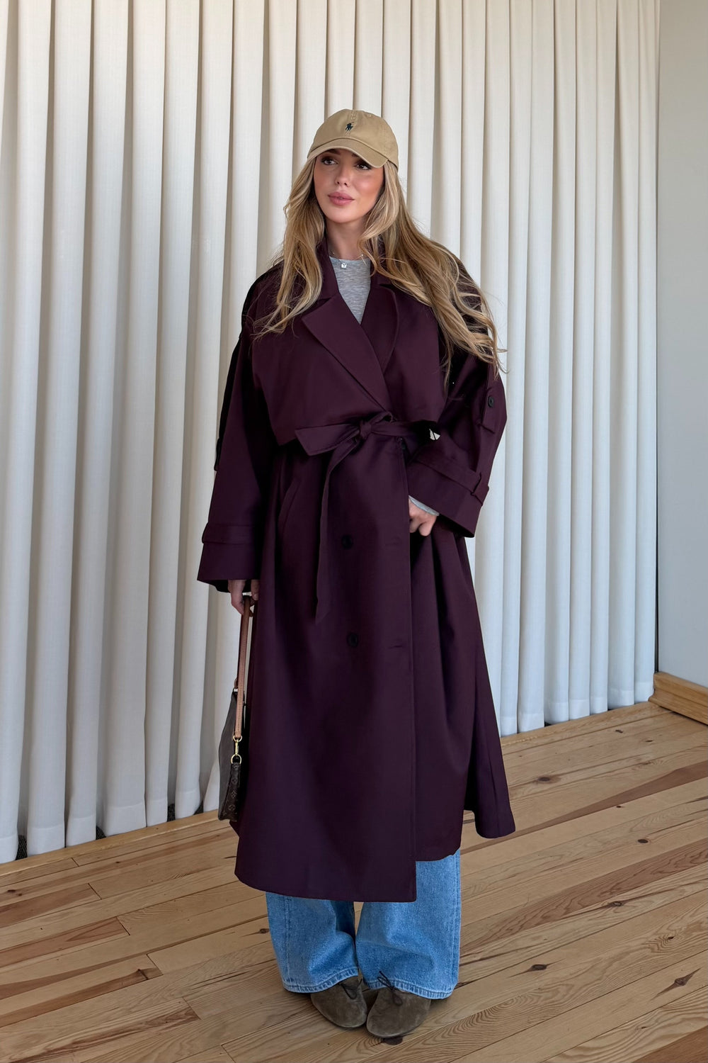 Mürdüm Lucky Düğme Detaylı Oversize Trençkot - 9476