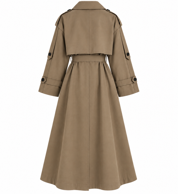Karamel Lucky Düğme Detaylı Oversize Trençkot - 9476