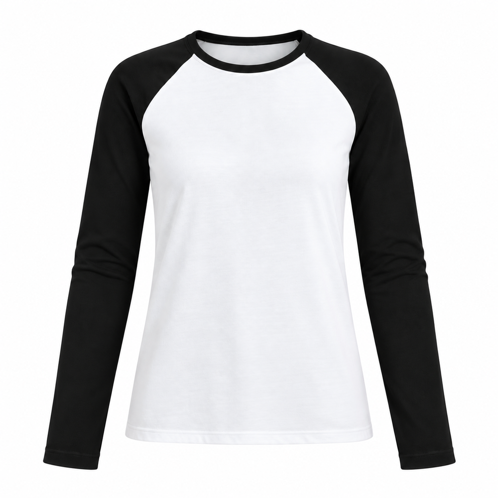 Siyah Çift Renk Uzun Kollu T-shirt | LALUVIA