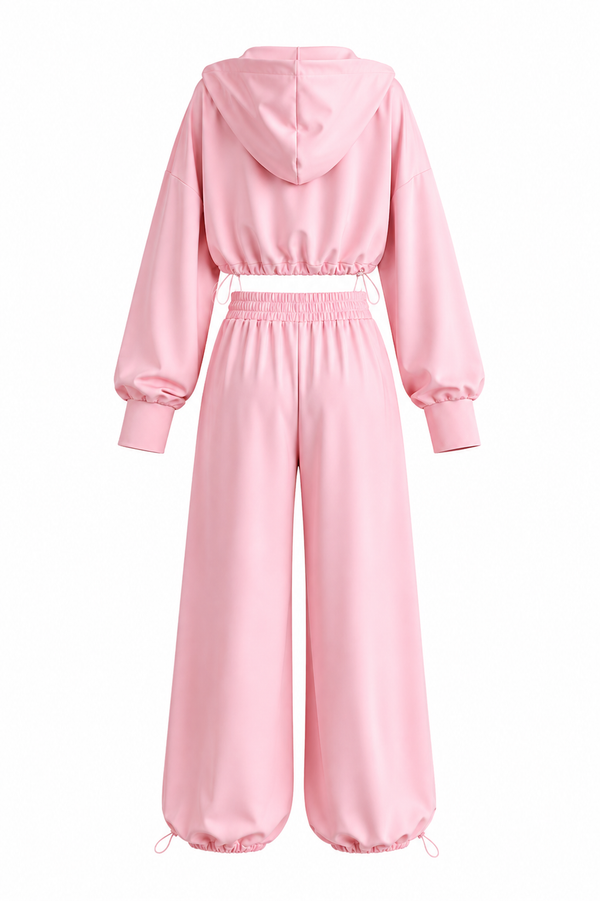 Pembe Crop Üçlü Takım - 3223