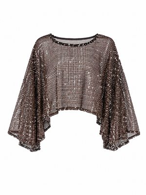Kahverengi Pullu Bluz - 1119