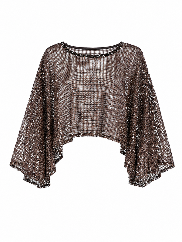 Kahverengi Pullu Bluz - 1119