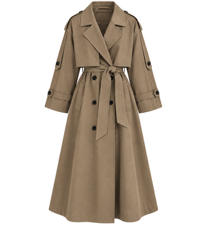 Karamel Lucky Düğme Detaylı Oversize Trençkot - 9476