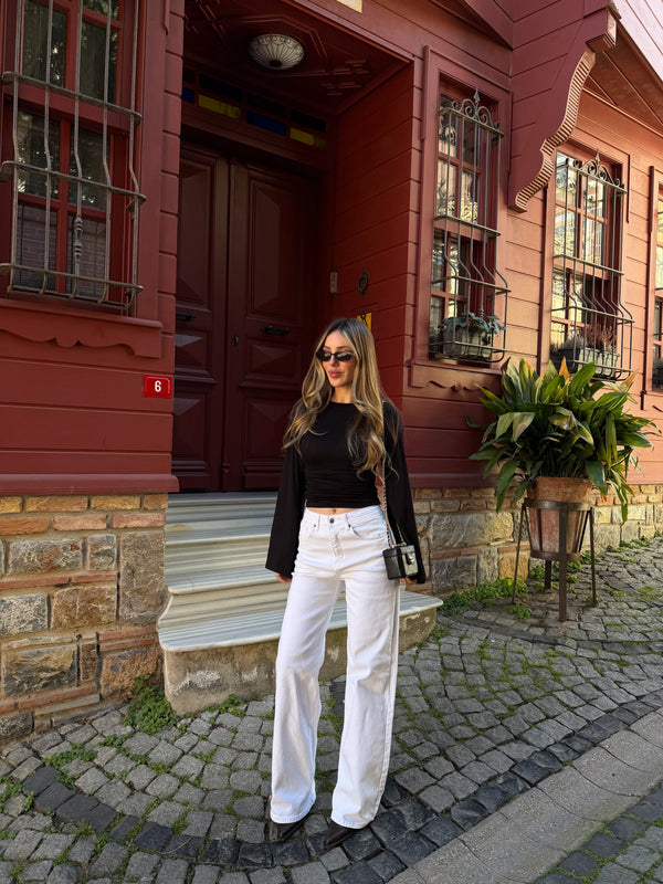 Beyaz Wide Leg Jean - 24124