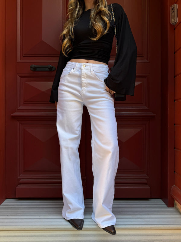 Beyaz Wide Leg Jean - 24124