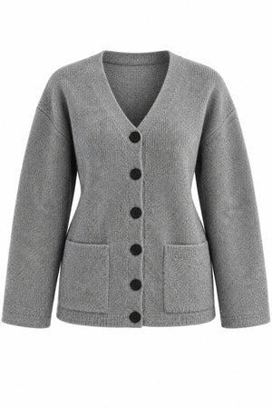 Gri Çift Cepli Selanik Hırka - 2y04622