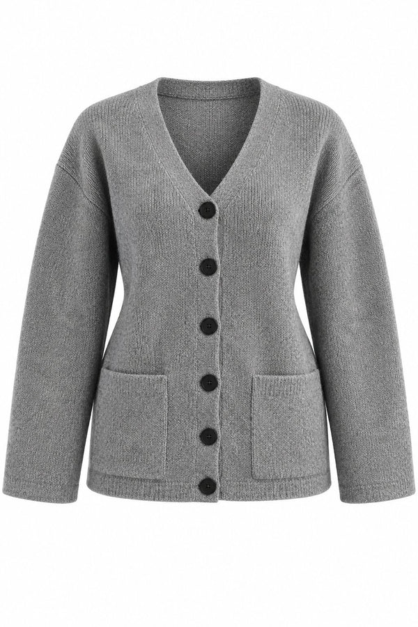 Gri Çift Cepli Selanik Hırka - 2y04622