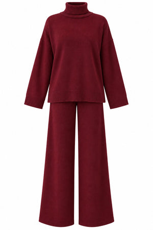 Bordo Boğazlı 2'li Pantolon Takım - 2y4672