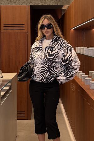 Dik Yaka Zebra Desen Ceket - 509450