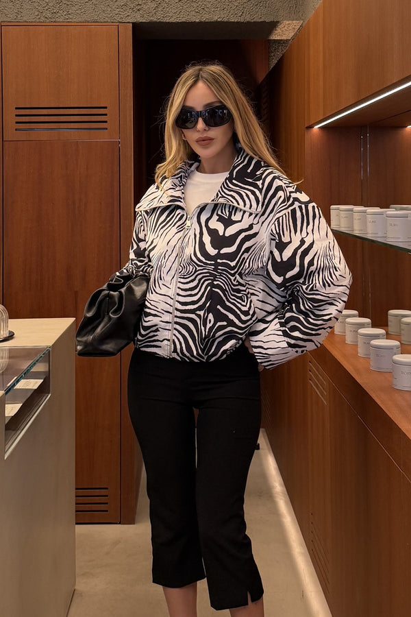 Dik Yaka Zebra Desen Ceket - 509450