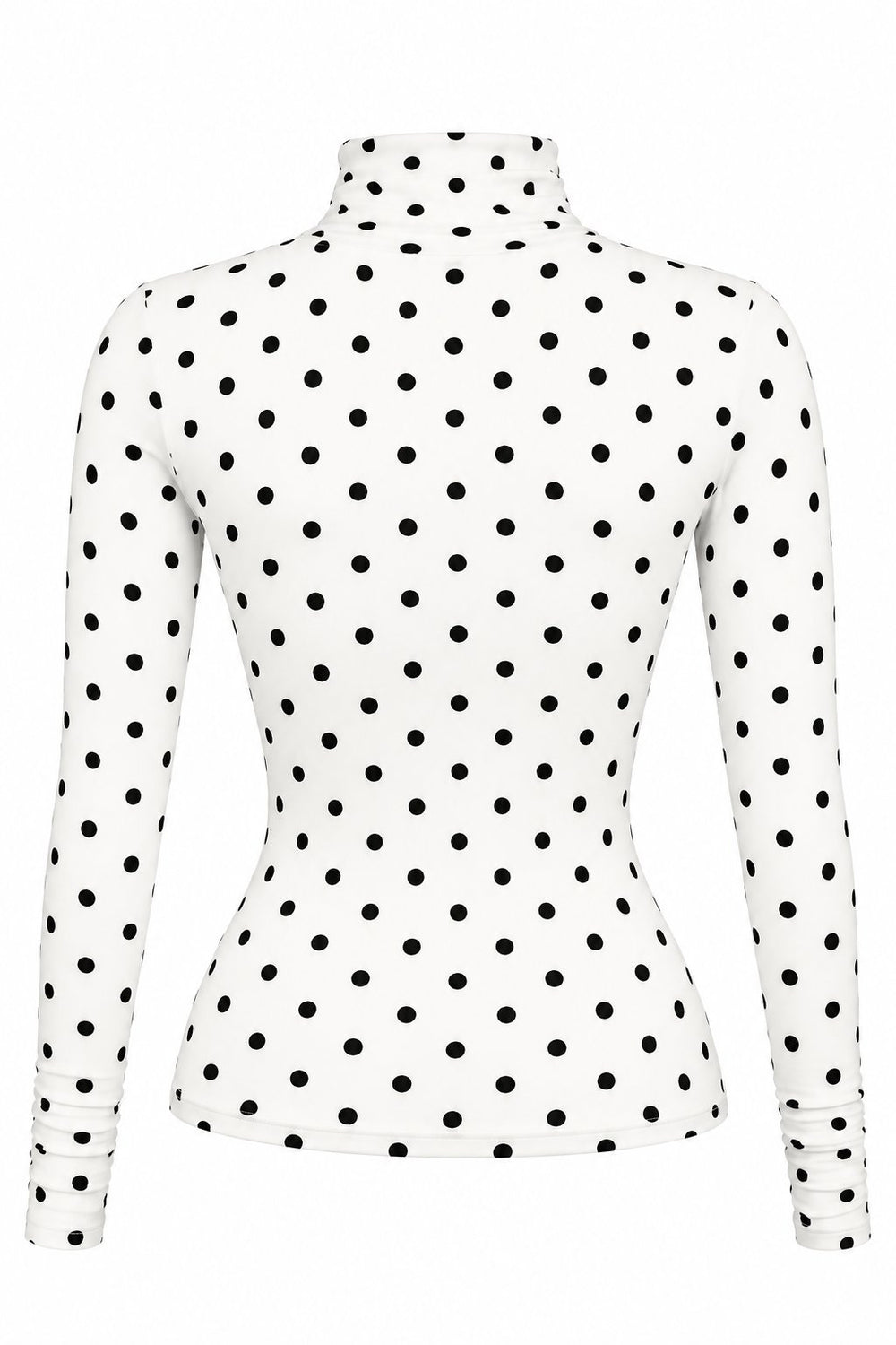 Beyaz Balıkçı Yaka Puantiyeli Bluz - 2y0667