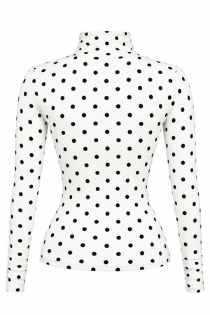 Beyaz Balıkçı Yaka Puantiyeli Bluz - 2y0667