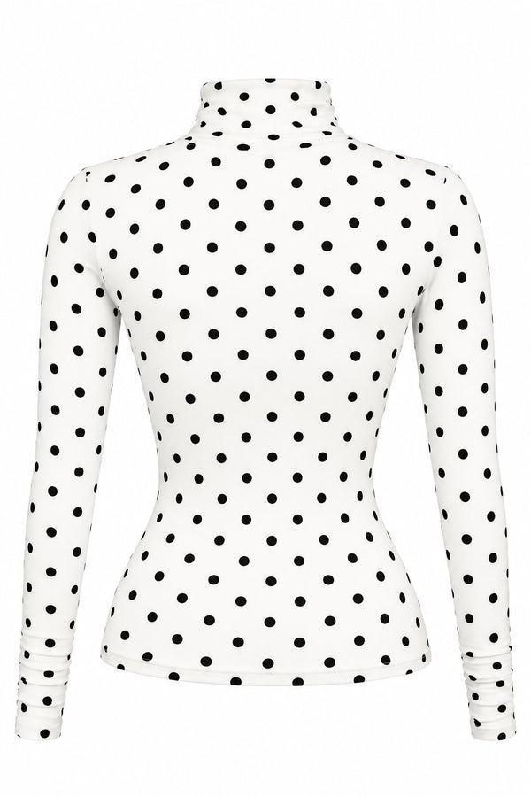 Beyaz Balıkçı Yaka Puantiyeli Bluz - 2y0667