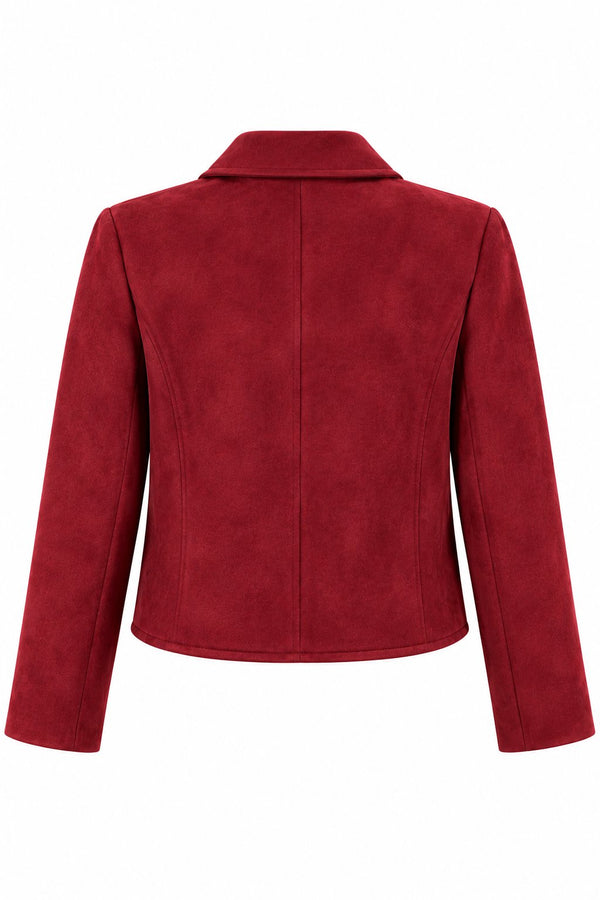 Bordo Çift Cepli Nubuk Ceket - 2y4456