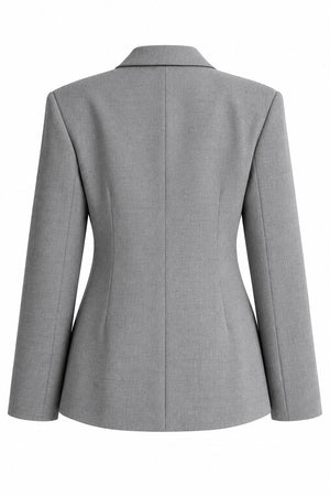 Gri Vatkalı Belden Oturtma Blazer Ceket - 251004