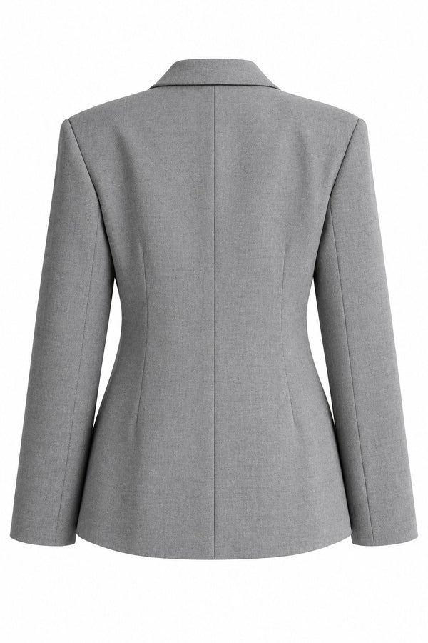 Gri Vatkalı Belden Oturtma Blazer Ceket - 251004