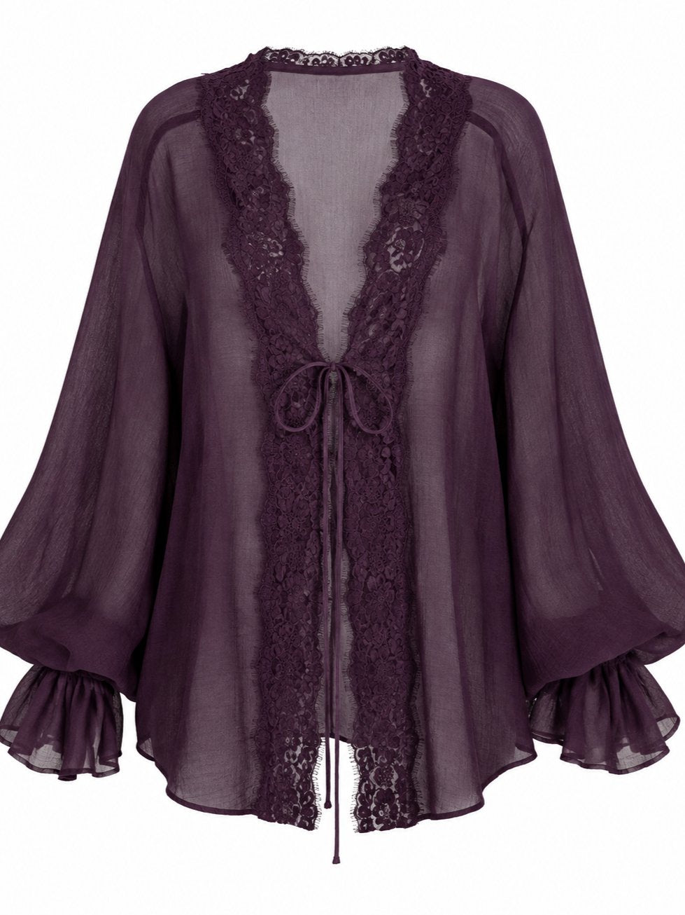 Mürdüm Dantelli Transparan Bluz - 5108