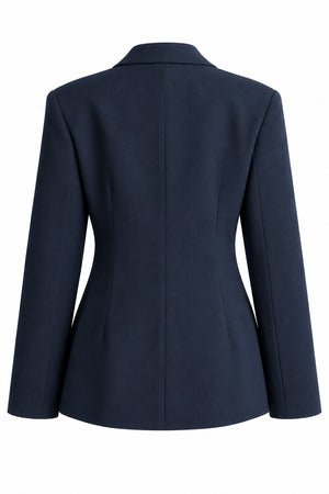 Lacivert Vatkalı Belden Oturtma Blazer Ceket - 251004