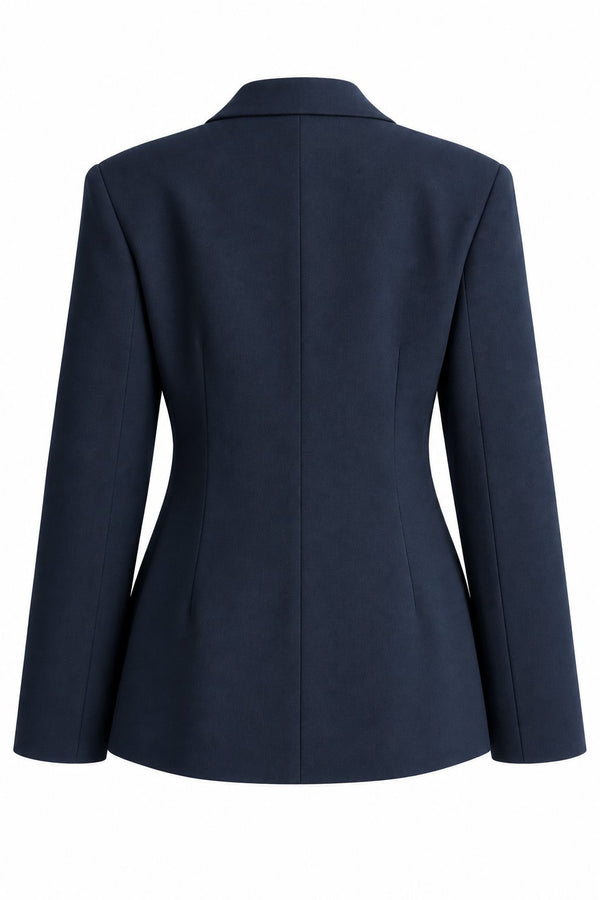 Lacivert Vatkalı Belden Oturtma Blazer Ceket - 251004