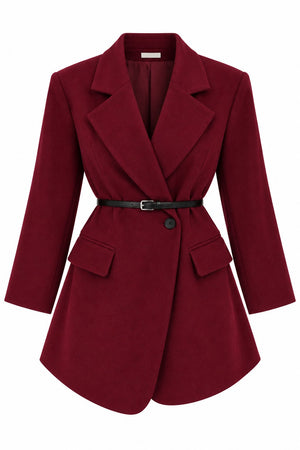 Bordo Kemerli Kaşe Ceket - 510113