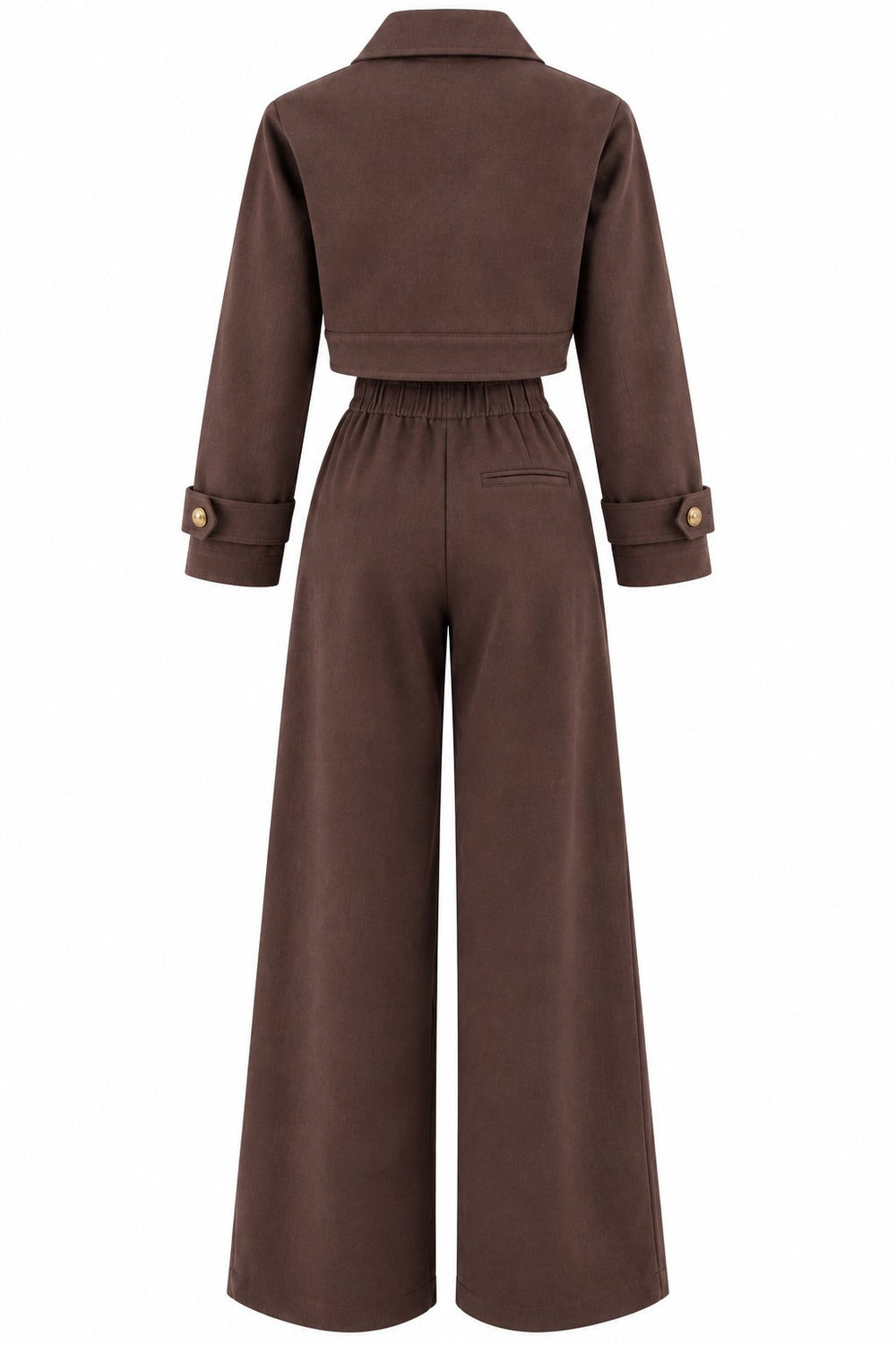 Kahverengi Kot Crop Ceket Pantolon Takım - 2y51244