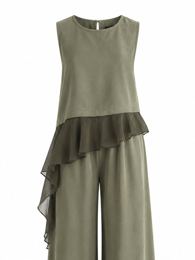 Haki Garnili Bluz Pantolon Takım - 51391