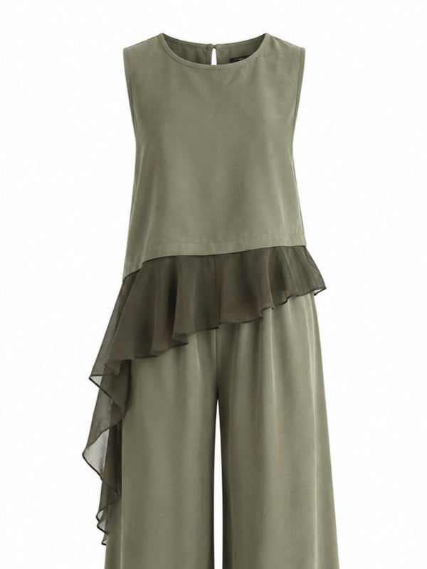Haki Garnili Bluz Pantolon Takım - 51391