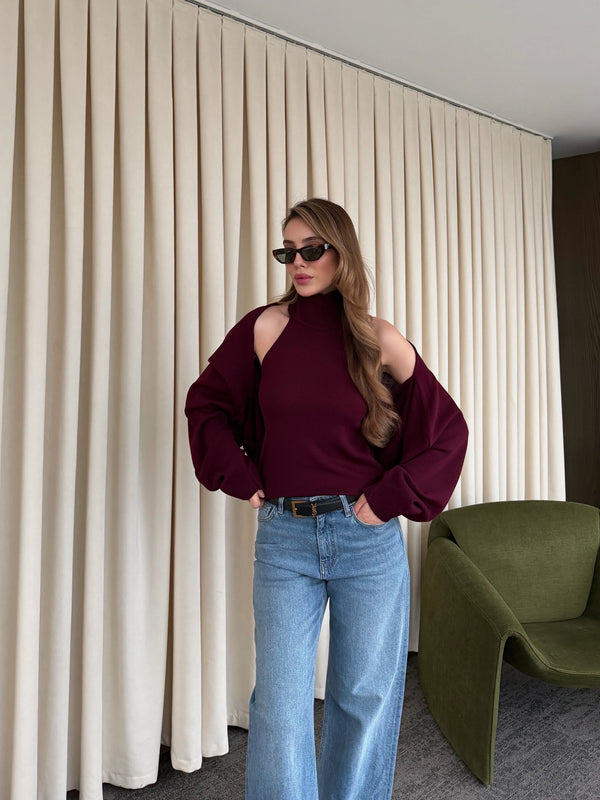 Bordo Triko Bolero Takım - 601117