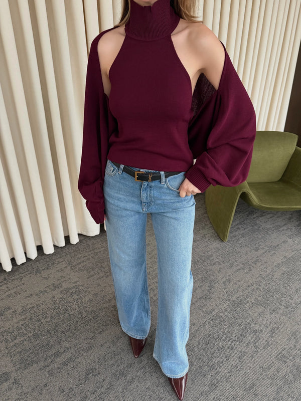 Bordo Triko Bolero Takım - 601117