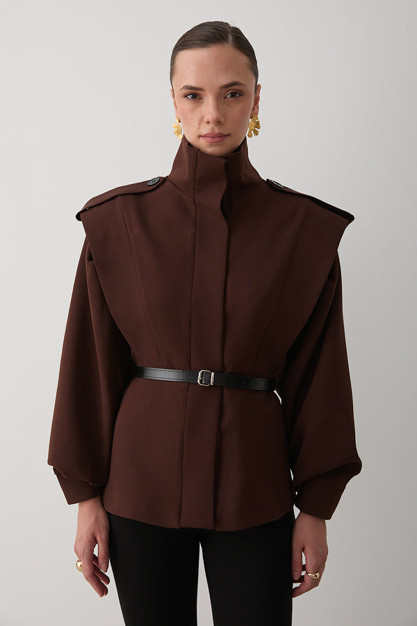 Acı Kahve Valeria Kemerli Ceket - 1000