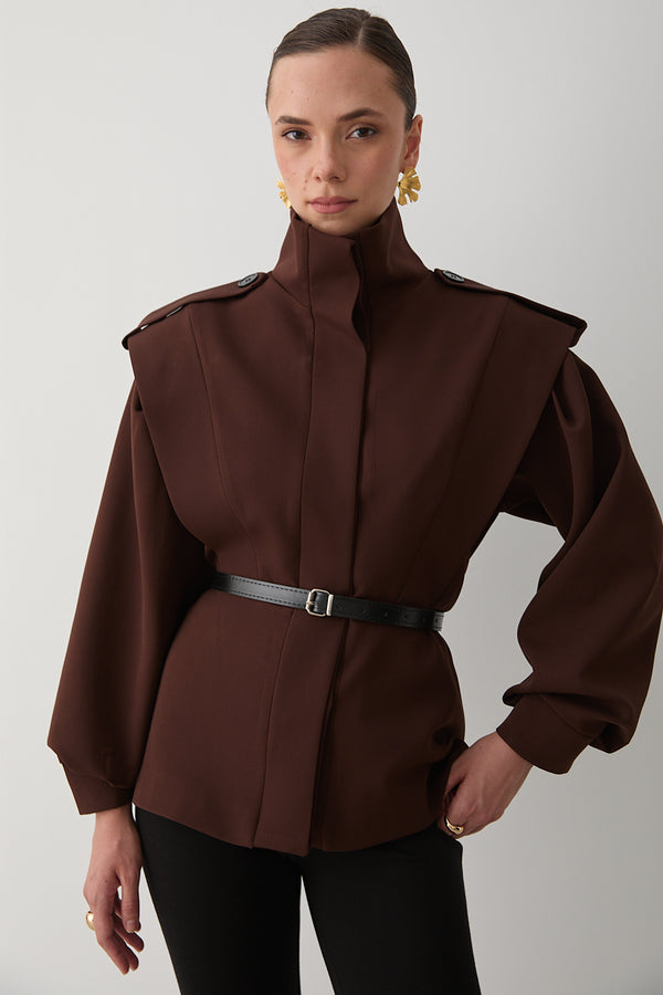 Acı Kahve Valeria Kemerli Ceket - 1000