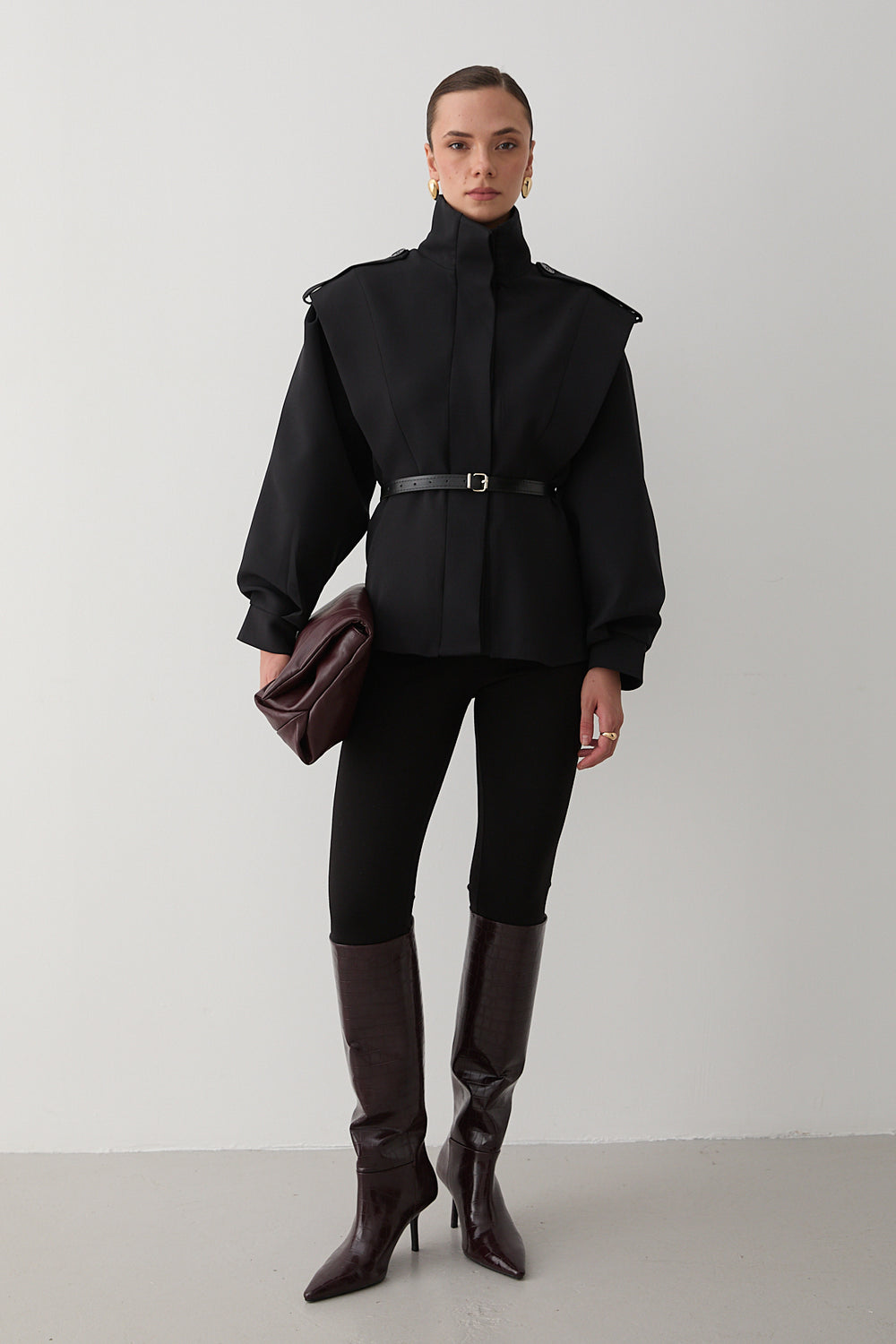 Siyah Valeria Kemerli Ceket - 1000