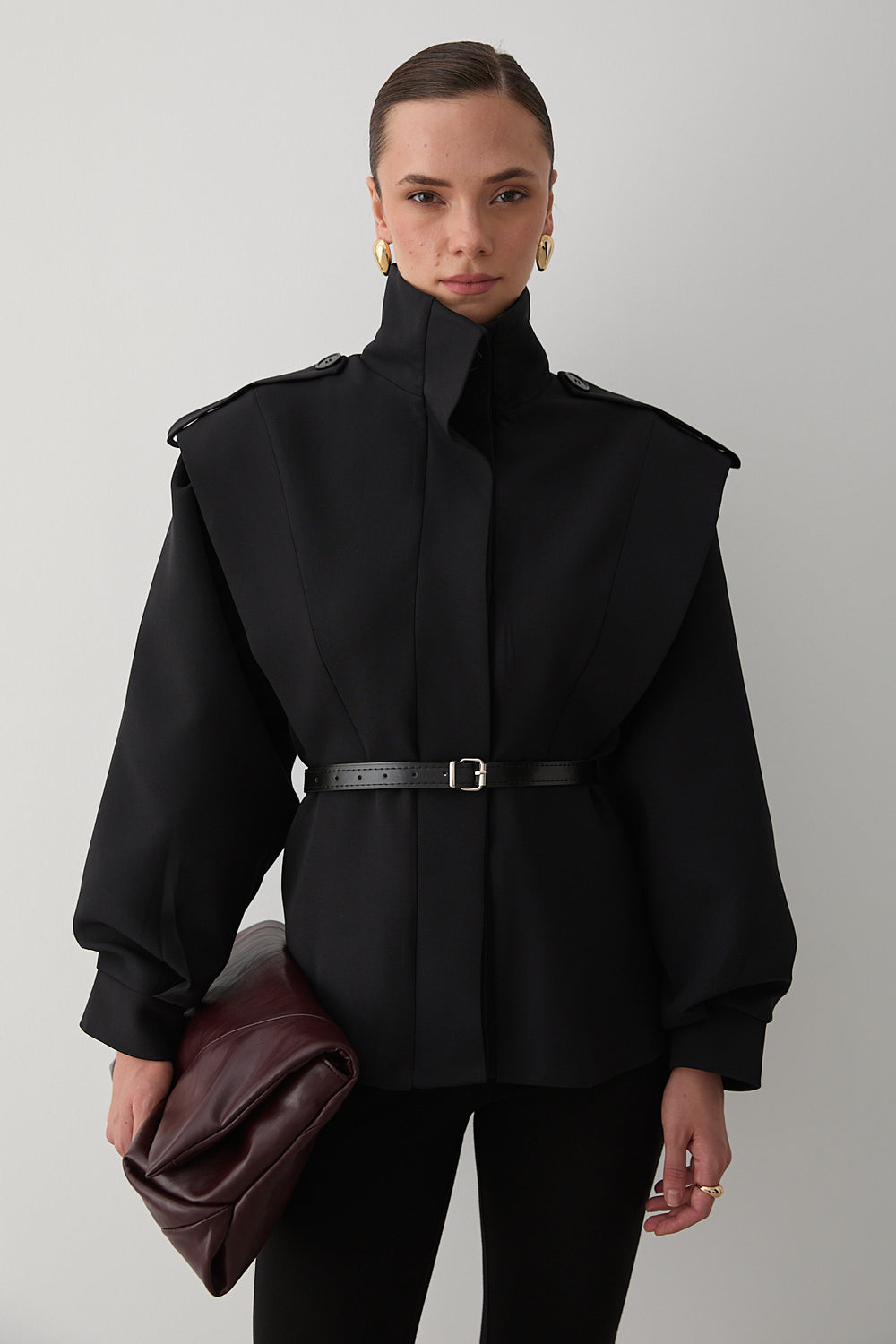 Siyah Valeria Kemerli Ceket - 1000