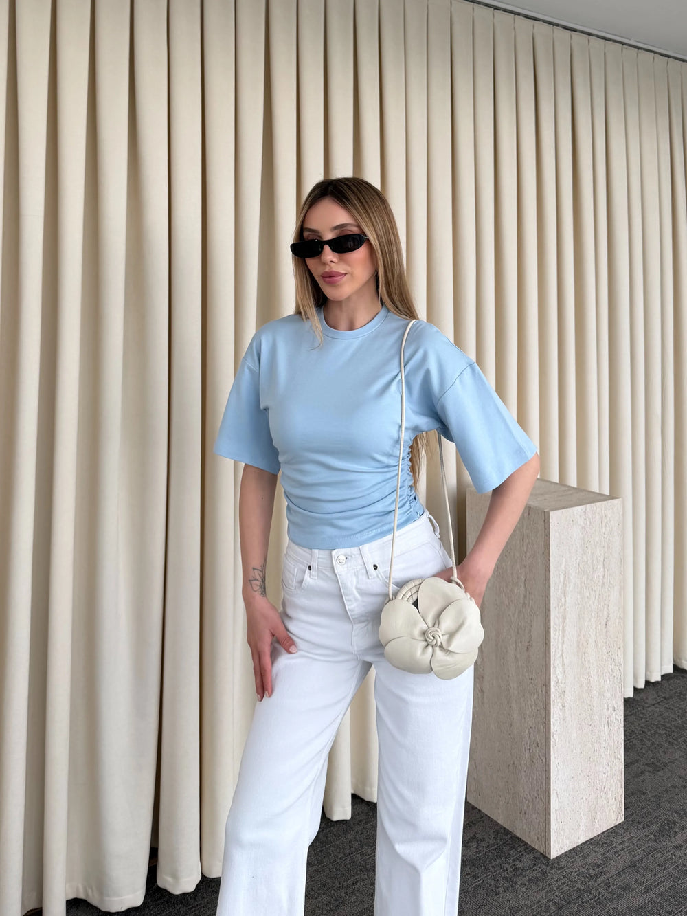 Bebe Mavi Yanı Drapeli Body - 261003