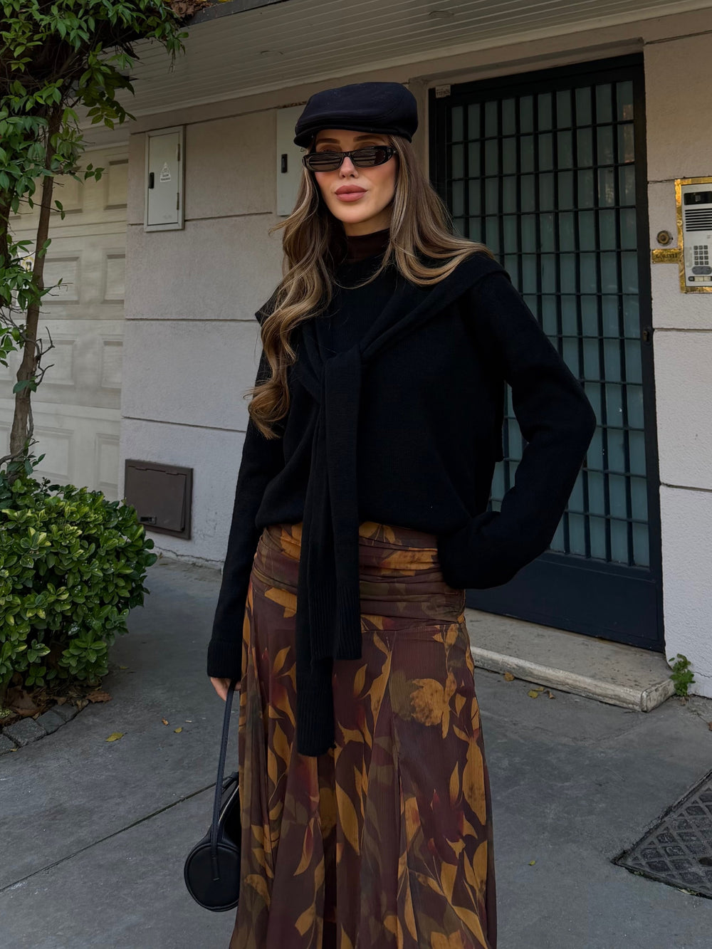 Siyah Şal Detaylı Kazak - 251180