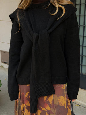 Siyah Şal Detaylı Kazak - 251180