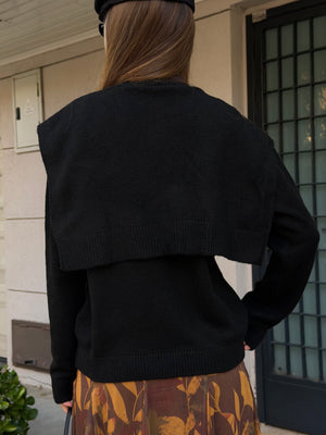 Siyah Şal Detaylı Kazak - 251180