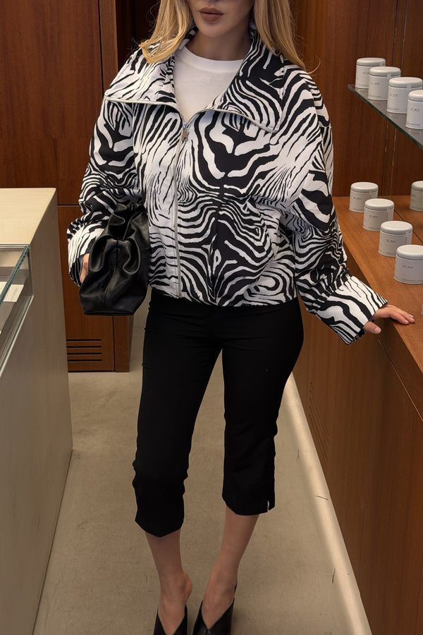 Dik Yaka Zebra Desen Ceket - 509450