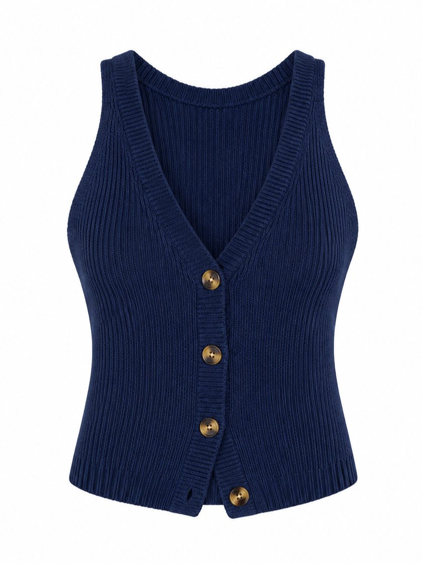 Lacivert Chic Yelek - 1354