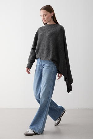 Antrasit Atkı Detaylı Triko Kazak - 98073