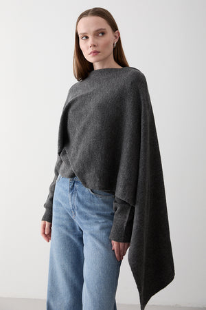 Antrasit Atkı Detaylı Triko Kazak - 98073