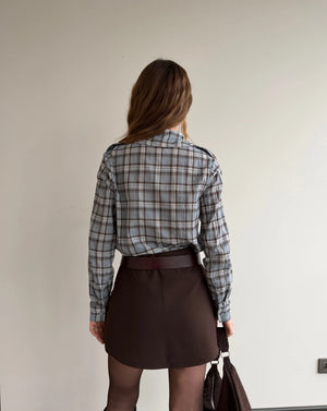 Mavi Kahverengi Cep Kapaklı Gömlek - 508