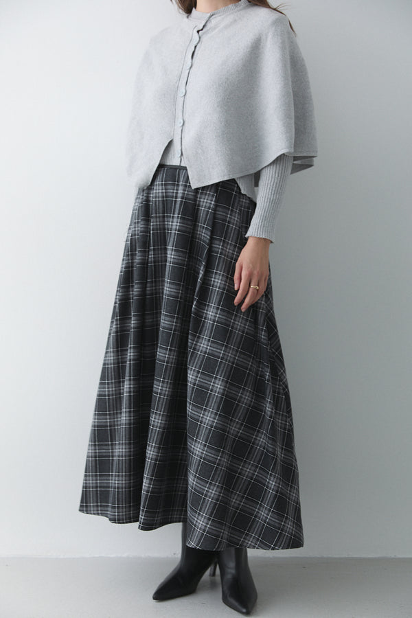 Antrasit Gri Deri Şeritli Ekoseli Etek - 4977