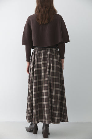 Kahverengi Deri Şeritli Ekoseli Etek - 4977