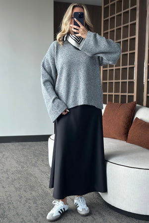 Gri Bisiklet Yaka Kazak - 04621