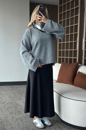 Gri Bisiklet Yaka Kazak - 04621