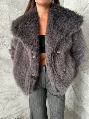 Antrasit Britney Astarlı Premium Kürk