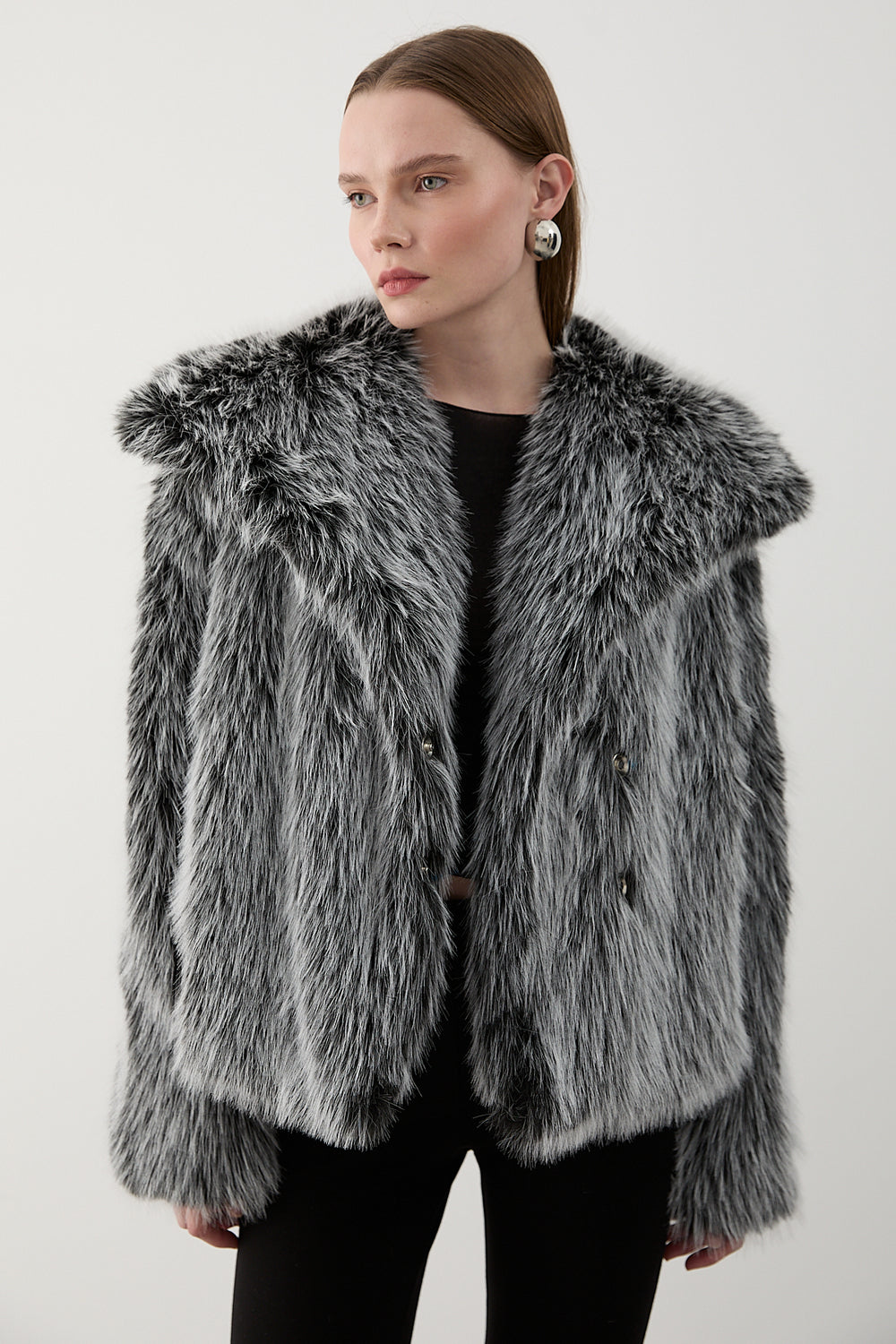 Gri Kırçıllı Britney Kürk - 8900